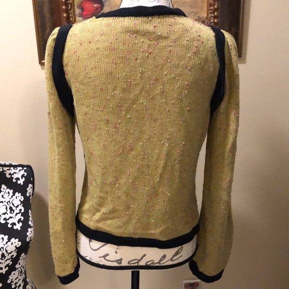 Ball of Cotton zipper color block tweed, black trim pink thread cardigan - Picture 7 of 13